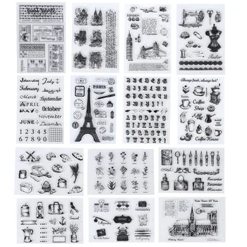

17 styles transparent silicone seal airplane retro letters travel diary supplies rubber stamps for scrapbooking bullet journal