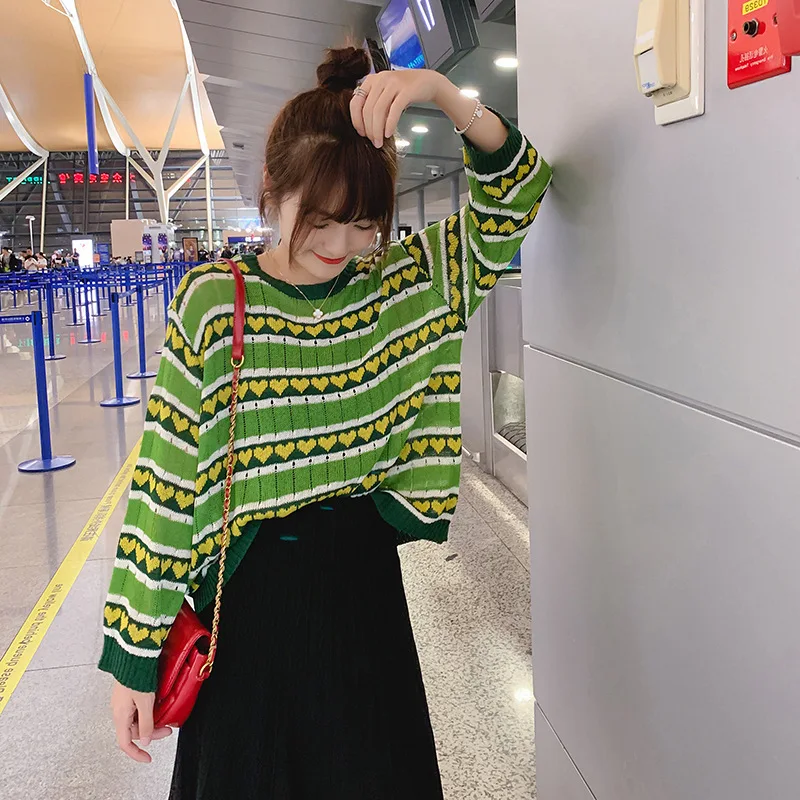 Женский трикотажный пуловер тонкий свитер с круглым вырезом и вырезами осень 2019 |