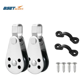 

BSET MATEL Kayak Canoe Anchor Trolley Kit 2 Stainless Steel Pulleys Blocks 2 Nylon Pad Eyes Boat Kayak Accessories