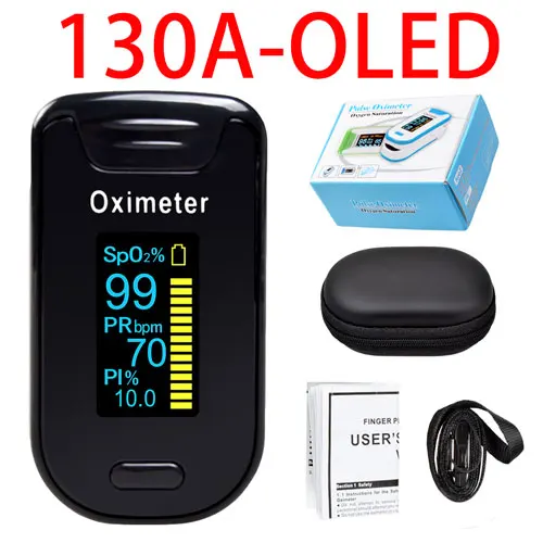130A-Black with case Elera Oximetro де Dedo Пульсоксиметр крови saturometro монитор SPO2 PR oximetro де Pulso Портативный pulsioximetro - Цвет: 130A-Black with case