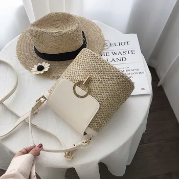 

Ladies Small Crossbody Bag Straw Bucket Women Messenger Bag Travel Purse Fashion Shoulder Bag Small Handbags bolsa feminina
