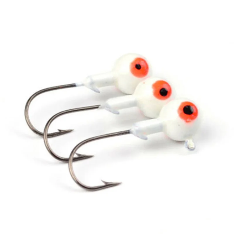 10pcs Fishing Hooks Singe Jig Lead Head Soft Worm Fish Bait Ocean river