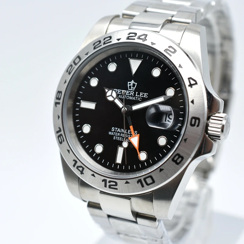 Мужские механические часы PETER LEE luminous GMT Топ бренд класса люкс Прямая поставка daydate