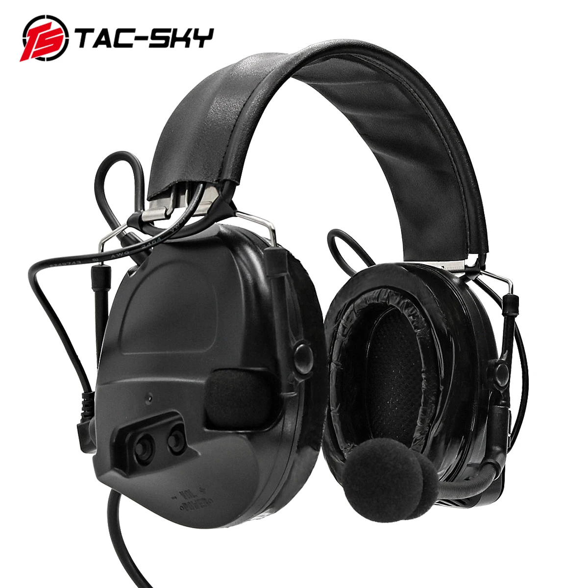 TAC-SKY Tactical Headset Comtac i Silicone Earmuffs Version Outdoor Hunting Noise Reduction Microphone Intercom Headset-BK
