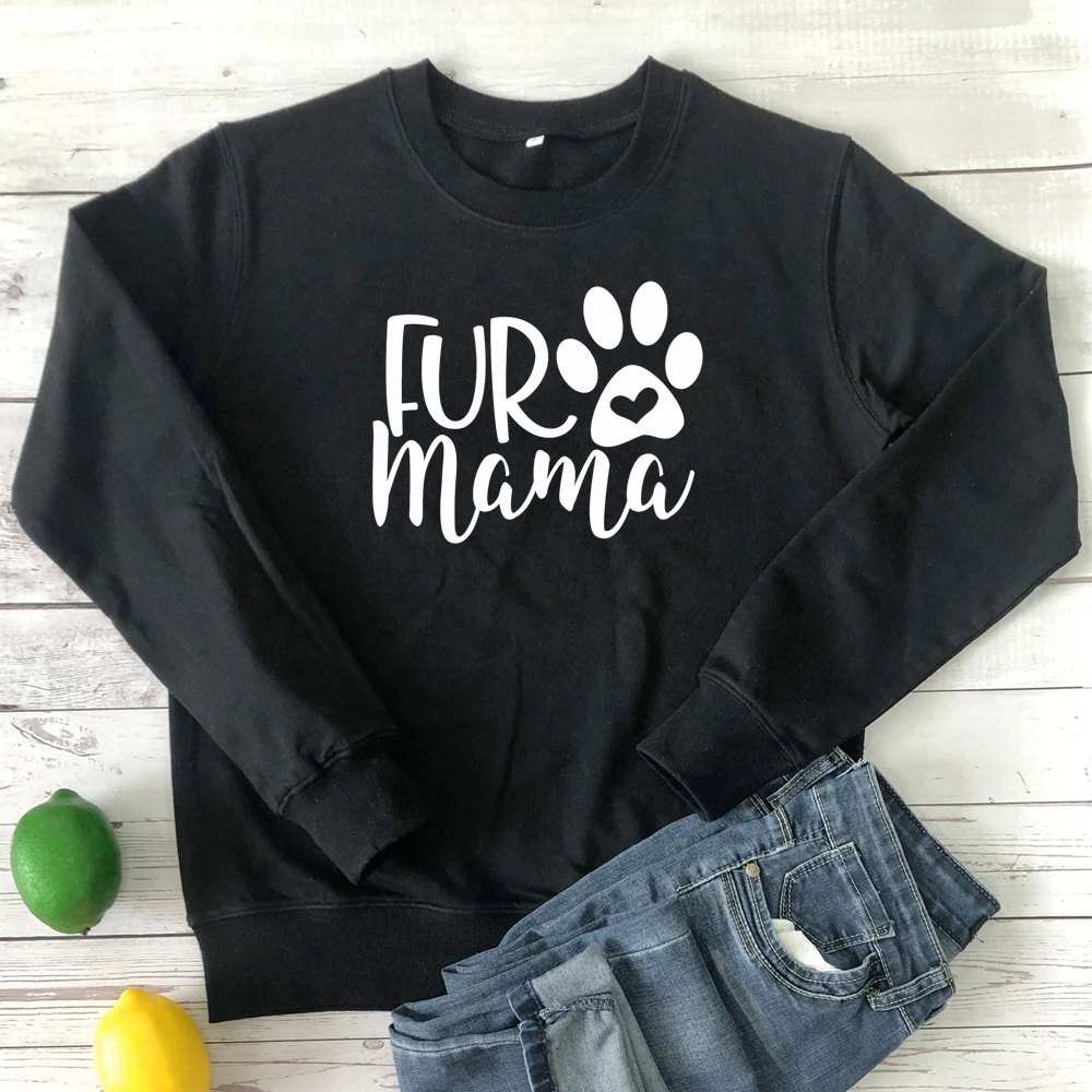 Забавная меховая Толстовка Mama Paw, милые подарочные пуловеры для мамы с собачкой, женский джемпер с графическим рисунком, хлопок, свитшоты, уличная одежда, Прямая поставка