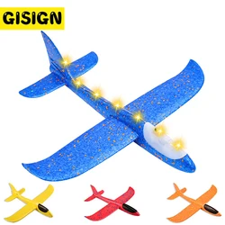 Avión planeador de espuma con luz LED para niños, juguete de avión de espuma, modelo volador, bolsa de fiesta, rellenos, avión planeador volador, juego al aire libre, bricolaje, 36 48cm