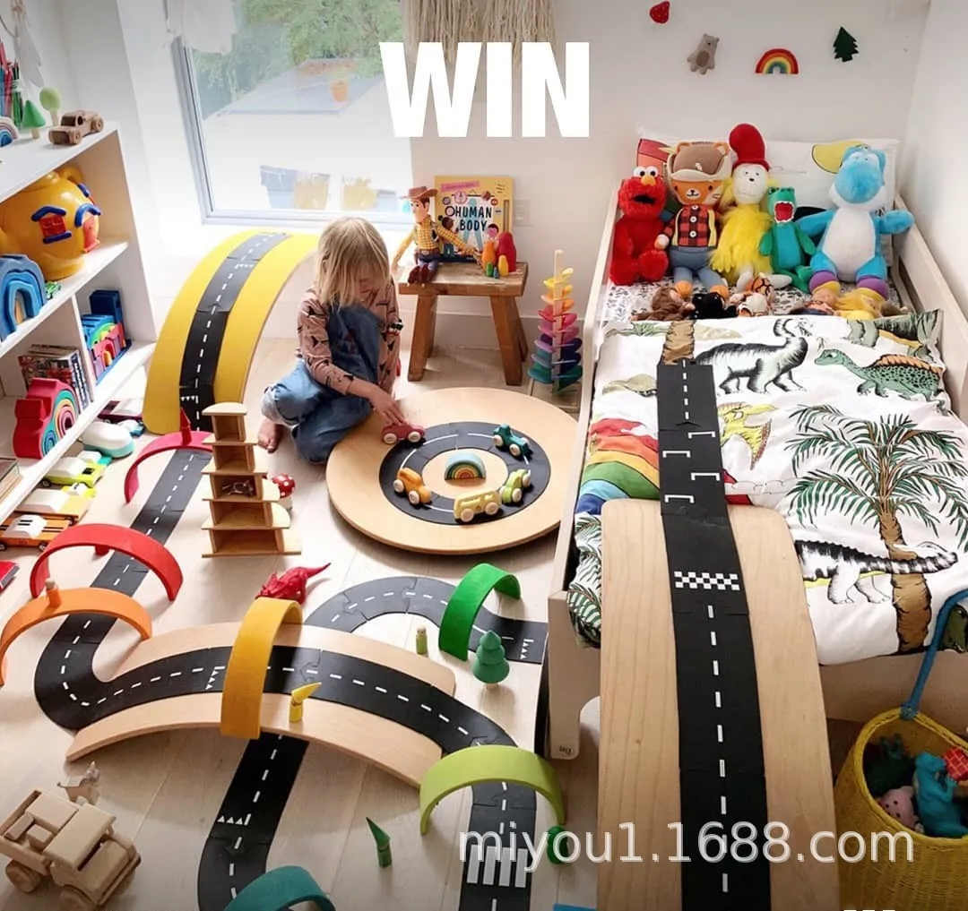 

INS Plastic Creative Train Track Traffic Railway Road Journal DIY Scrapbooking Roll Road Label for Kids Toy Car Play