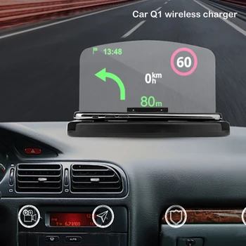 

Qi Wireless Car Charger Smartphone Projector HUD Head Up Display Holder Car GPS Navigator Car Mount High Definition Reflect