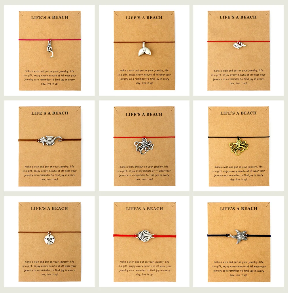 Ocean Wave Beach Adjustable Bracelets Conch Shells Octopus Mermaid Women Men Unisex Fashion Jewelry Summer Gift Drop Shipping