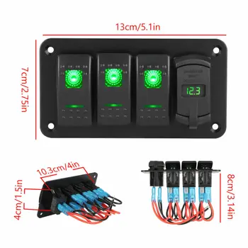 

IP67 Rocker Switch Panel kit 12V / 24V Vehicle 4 Gang With USB Car Boat