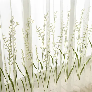 

White embroidered tulle curtains for bedroom living room window plante sheer curtain ready made