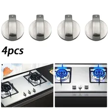 

4 Pcs 8mm Universal Gas Stove Knobs Cooker Oven Hob Control Knobs Switch Silver Cookware Rotary Control Locks Kitchen Tools