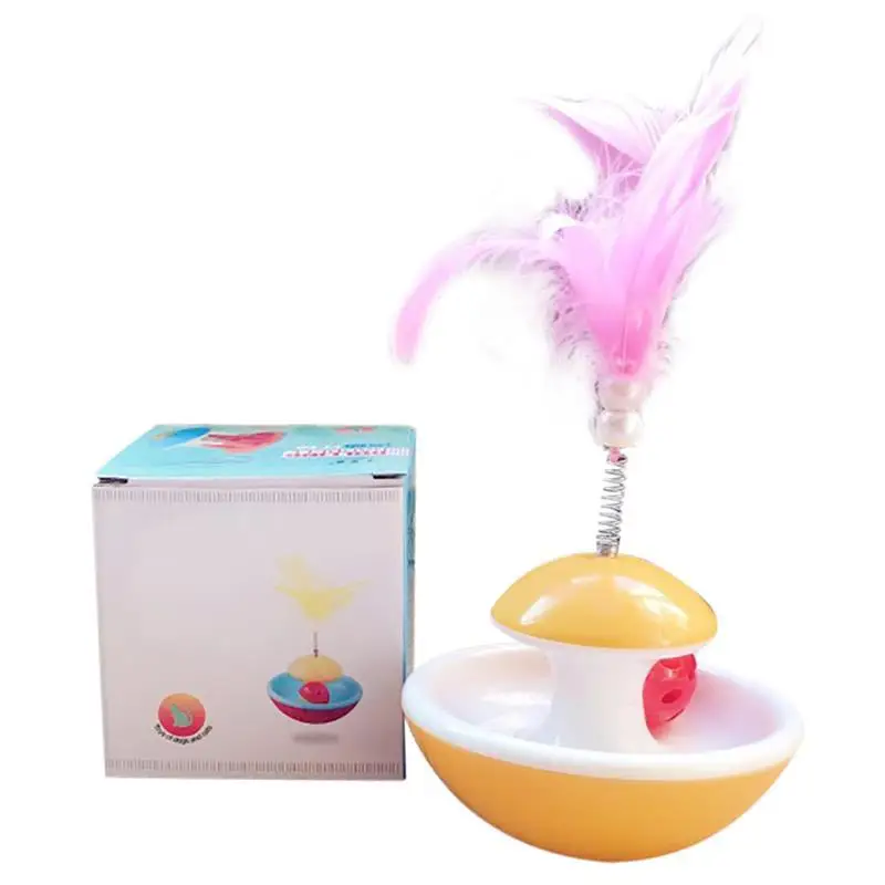 

Игрушка для кошек, 1 шт., катящийся мяч-неваляшка с пером, для игр в смешные, для кошек и котят, шарик-игрушка для питомцев