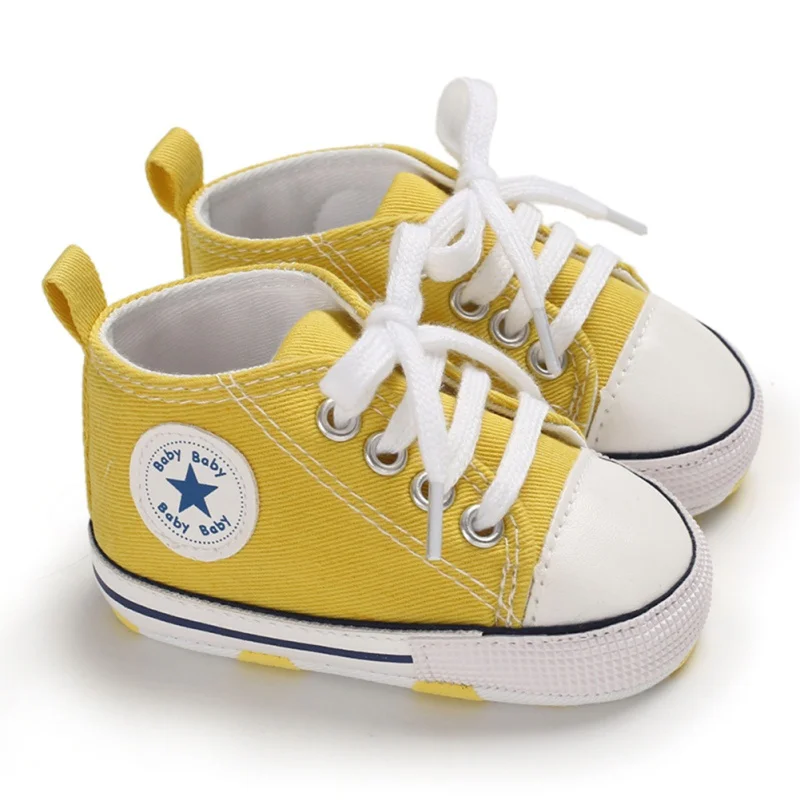 

2020 Baby Shoes Boy Girl Star Solid Sneaker Cotton Soft Anti-Slip Sole Newborn Infant First Walkers Toddler Casual Canvas Crib u