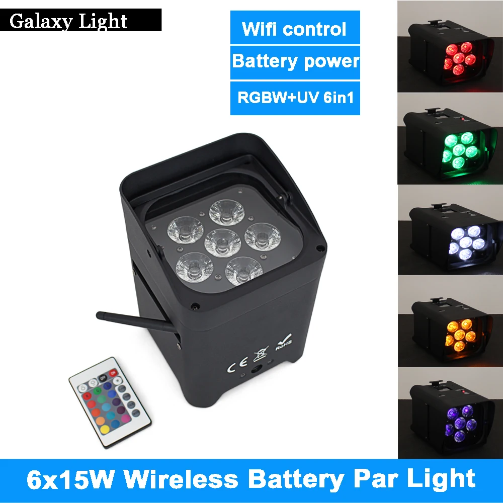 4 шт. светодиодный 6x15 Вт rgbwa uv 6in1 светильник Par WIFI беспроводной пульт