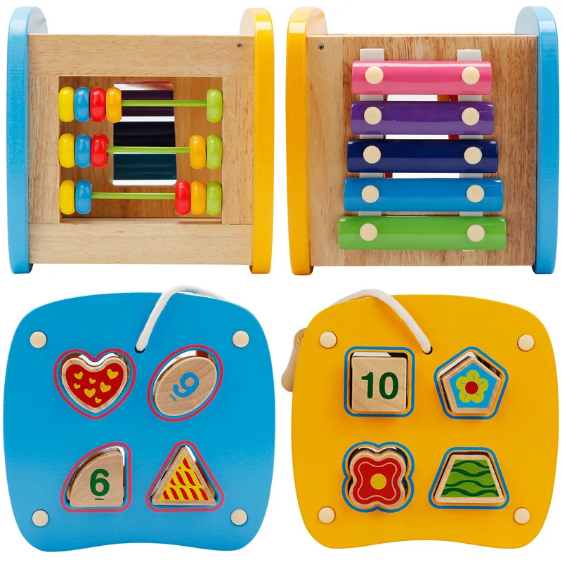  Multi-function Shape Box Toy Contains Xylophone Abacus Assembly Building Blocks Baby Early Head Sta