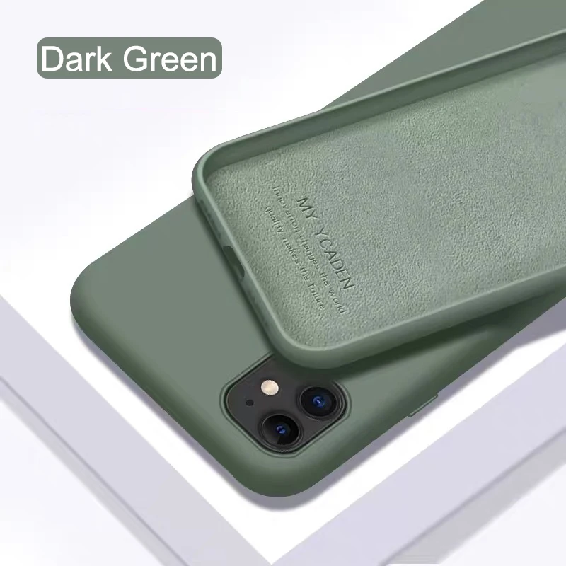Dark green Роскошный Мягкий ТПУ силиконовый чехол для телефона для iPhone 11 Pro XS Max XR X 10 iPhone 8 7 Plus iPhone 6S 6 S 6Plus - Цвет: Dark green