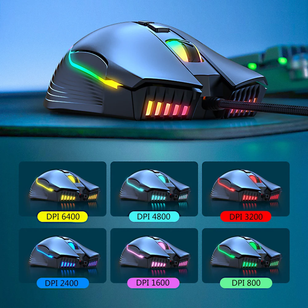 Rgb Backlight Gaming Mouse Velocidades Ajustáveis 6400 Dpi Usb Wired Girl Game Ratos Dedicados para Computador Portátil Gamer - Imagem 5