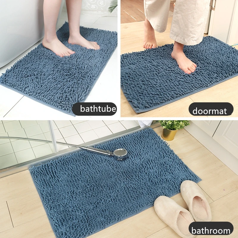 Large Size Chenille Bathroom Mat  Bath Carpest Bathtub Bed Side Feet Pad Toilet Floor Rugs Kitchen Doormat Non-slip Solid Color 5