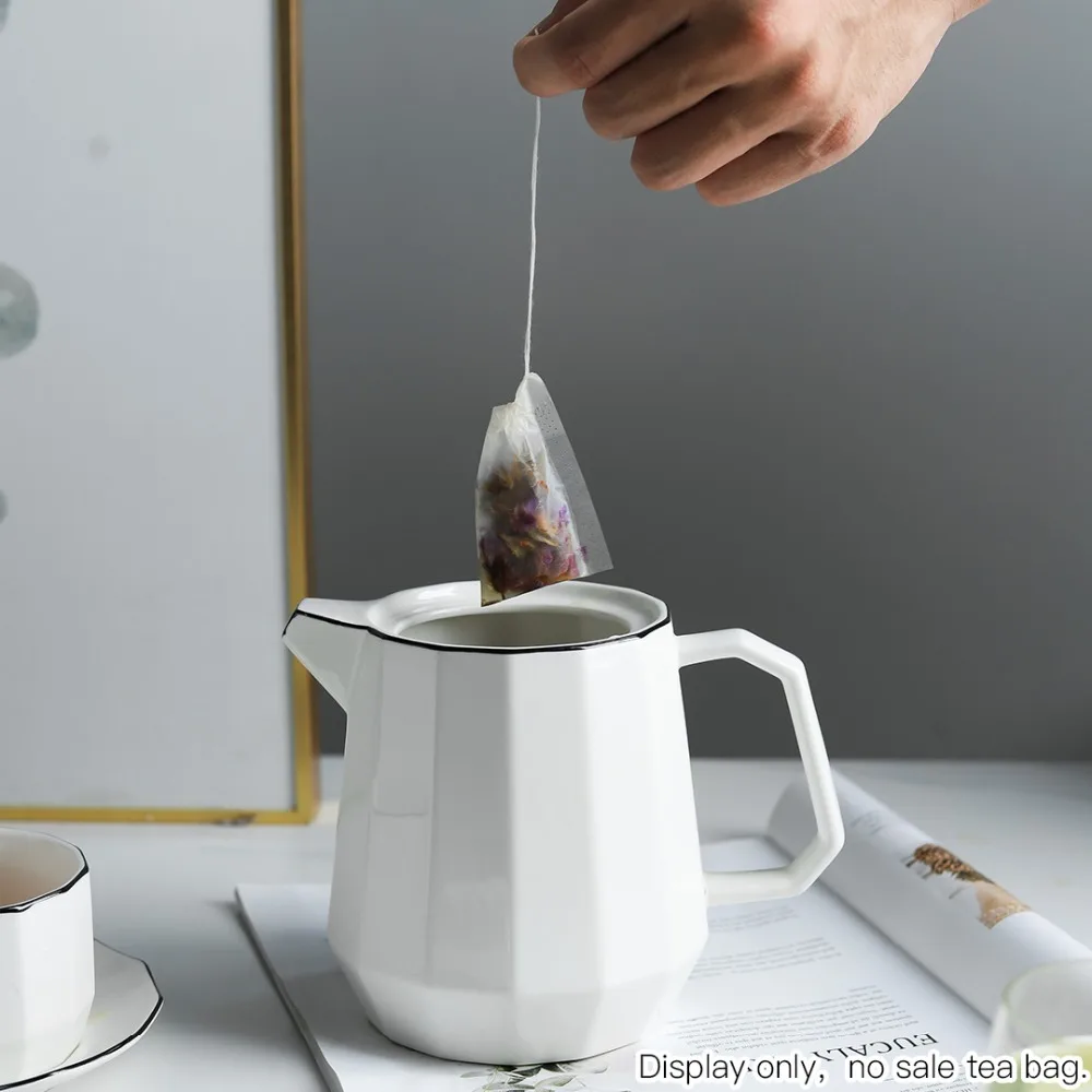 Yolife1000MLSimple высококачественный белый геометрический керамический чайник с цветами набор чайник с цветами кофейник