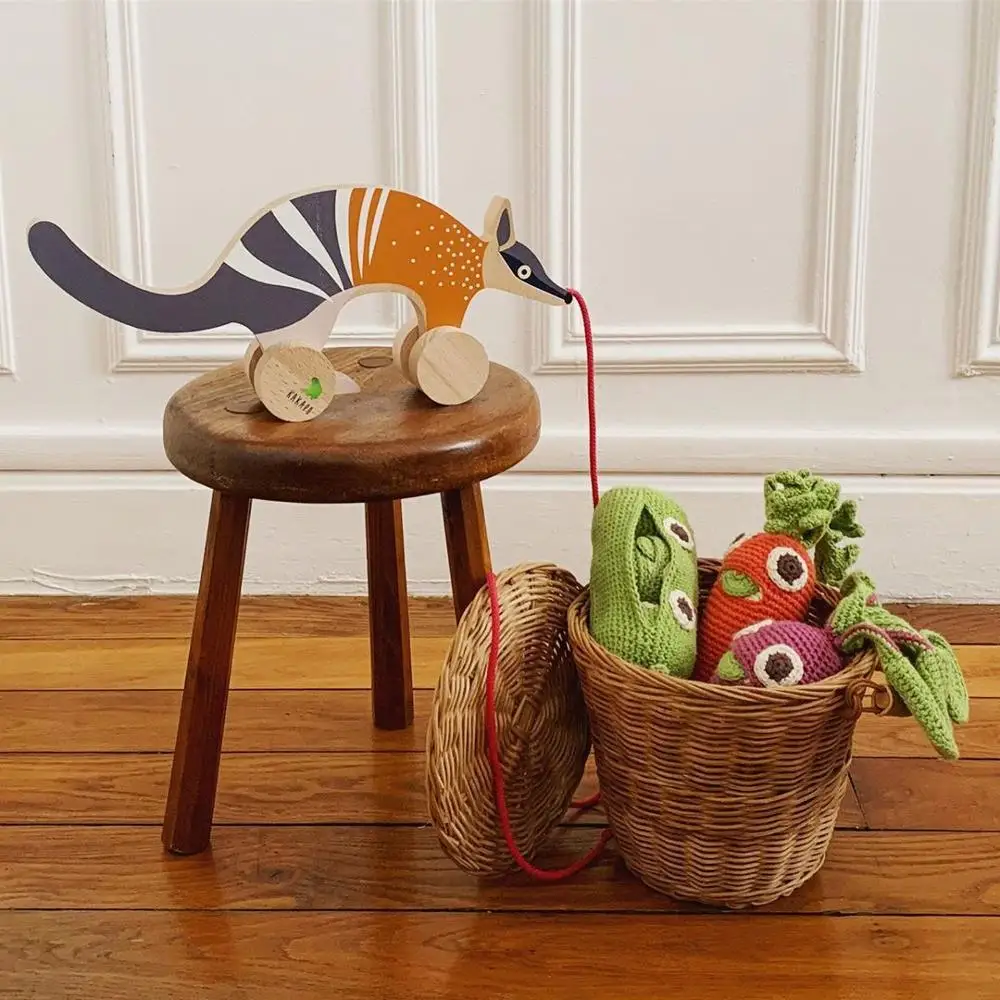 Винтажная корзина для хранения игрушек из ротанга, органайзер для маленьких игрушек, плетеная корзина для фруктов ручной работы, декор для детской комнаты