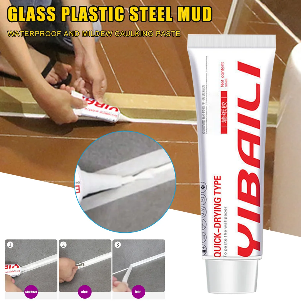 White Tub and Tile Sealant Squeezed Tube Kitchen Bathroom Caulk 90ml J8 | Обустройство дома