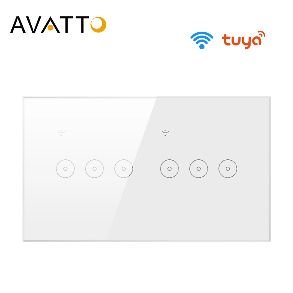 Сенсорный выключатель AVATTO Tuya 4/5/6 клавиши Wi-Fi умный настенный со стеклянной