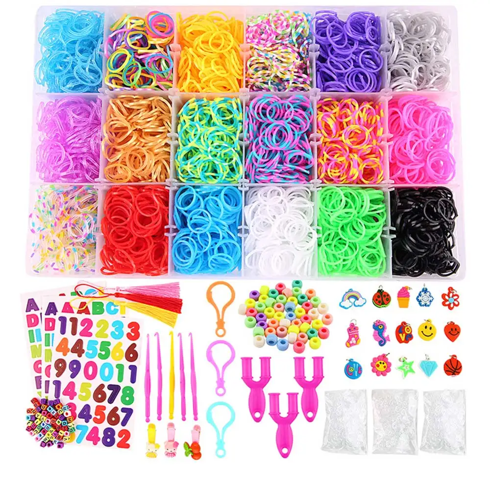 

1500pcs Rubber Loom Bands DIY Kits Bands Loom Rubber Bands Rainbow Hand Knitting Machine Handmade DIY Color Rubber Band