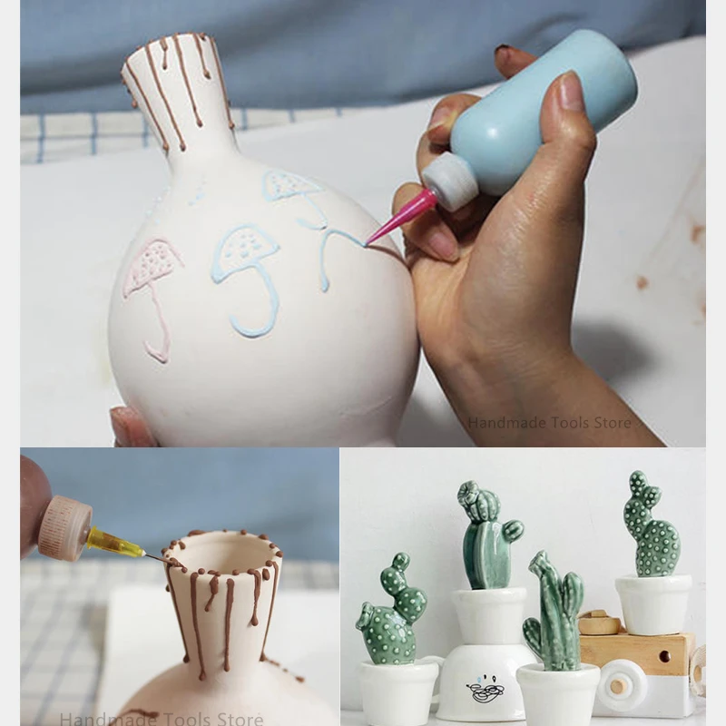 Pottery Art Squeeze Clay Bottle Point Line Texture Effect Creative Decorative DIY Ceramic Clay Painting Tools 3PCS Set