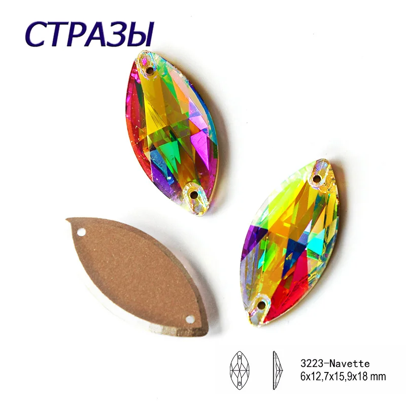 

CTPA3bI Popularly 3223 Navette Sew On Rhinestone With 2 Holes Sewing Crystal Stone DIY Jewelry For Wedding Dress Clothes Crafts
