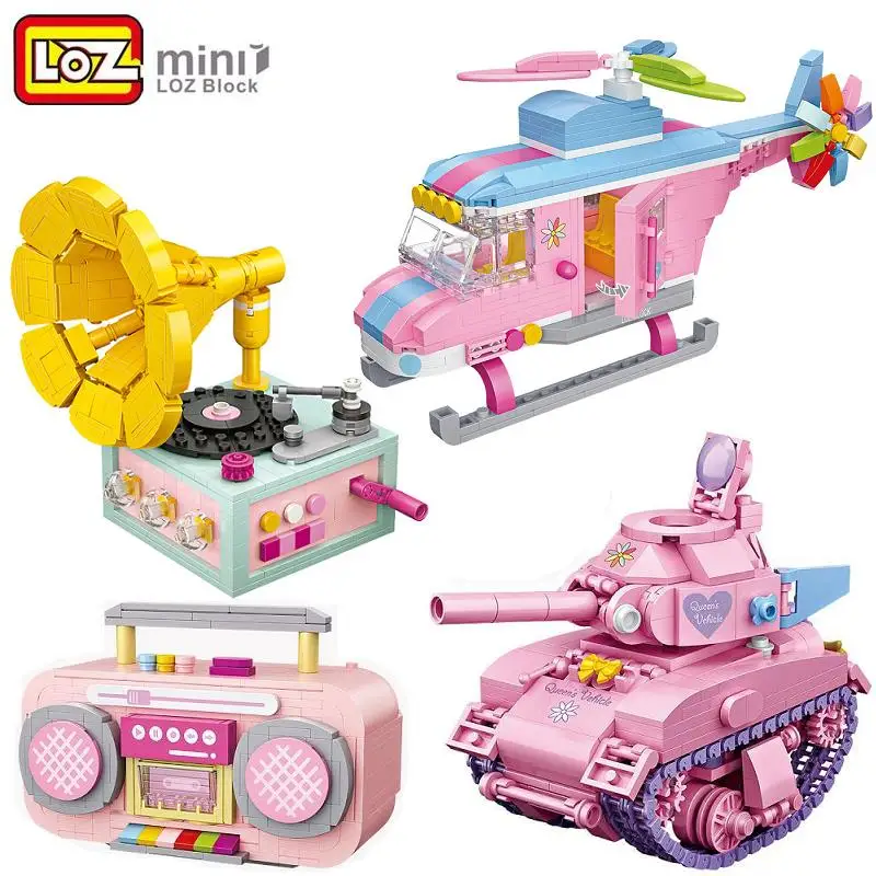 

LOZ MINI Bloquesde Ladrillo Building Blocks Creative Diy Girls Gift Small Exhibition/cool Toy Heilicopter/radio/tank/Brinquedos