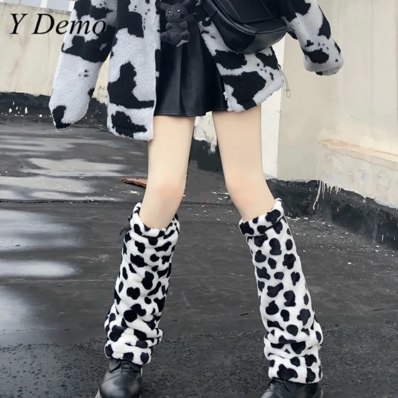 

Y Demo Harajuku Casual Cow Pattern Knee Sleeve Elastic Women