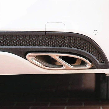 

2pcs Car Part Cover Durable Frame Replacement Silver Exhaust Trims Easy Install Steel Rustproof Gloss For Benz GLC C E-Class