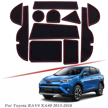 

14pcs Car Styling For Toyota RAV4 XA40 2013-2018 Latex Gate slot pad Interior Door Groove Mat Non-slip dust Interior Accessory