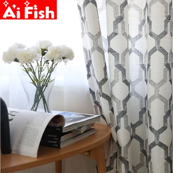 

New Printed Blackout Geometric Polygonal Curtains Used In Living Room Bedroom Simple Modern Style Tulle Curtain Cortina X075-4