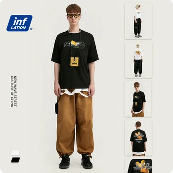 

INFLATION 100% Cotton Men T shirt Funny t shirts Streetwear Hip Hop Style Men T shirt One Piece Harajuku футболка мужская1018S20