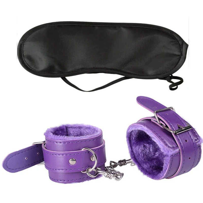 2PCS Set PU Leather Handcuff With Eye Mask Sex Toys For Couple Adult Game Bondage Erotic