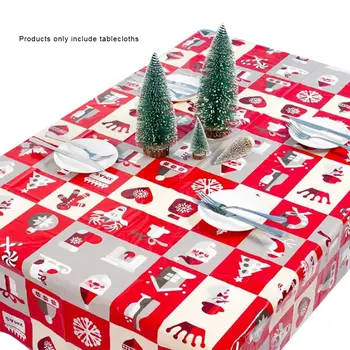 

1pcs 110*180cm Christmas Table cloth Dinner Party New Year Printed Rectangle PVC Tablecloth Christmas Table Cover Decorations