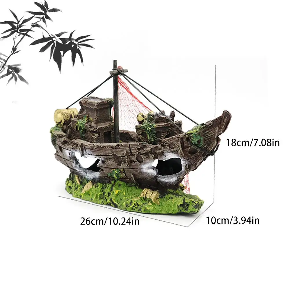 Аквариум имитирующий Смола пиратский орнамент корабля Ландшафтный каучуковый корабль украшение аквариума укрытие пещера ремесло