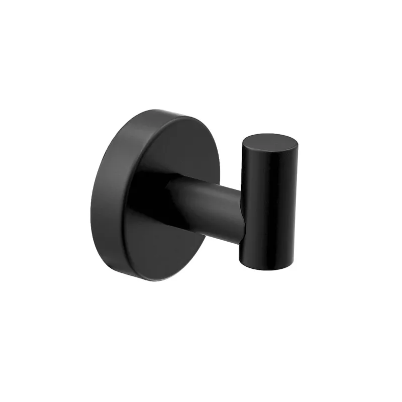 Матовый черный 3 шт набор аксессуаров для ванной 304 нержавеющая сталь настенное крепление Туалет Держатель для полотенца бар кольцо крючок для халата - Цвет: Black -single hook