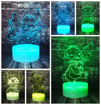 

Lilo Stitch Comic Cartoon 3D LED Crack USB Smart Sensor Touch 7 Color Change Decor Night Light Party Lava Holiday Xmas Kid Toy
