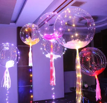 

5pcs. 3M color lamp + 18 inch balloon, luminous transparent, Bobo, festival party decoration, helium balloon, LED light bar