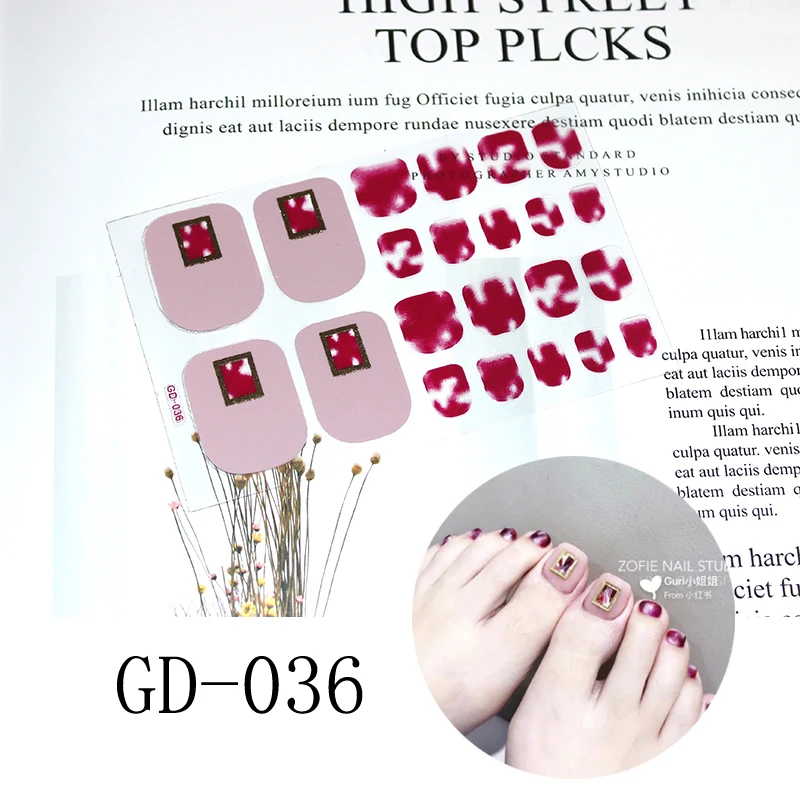 1 лист красота Цветок Клей французский ногтей Обертывания для пальцев ног блестящие наклейки с блестками носок полоски лака для ногтей Маникюр для женщин детей