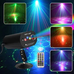 Mini lumière Disco LED RGB 16 en 1 avec télécommande, Laser, projecteur de scène activé, clignotant automatique pour spectacle de fête d'anniversaire 
