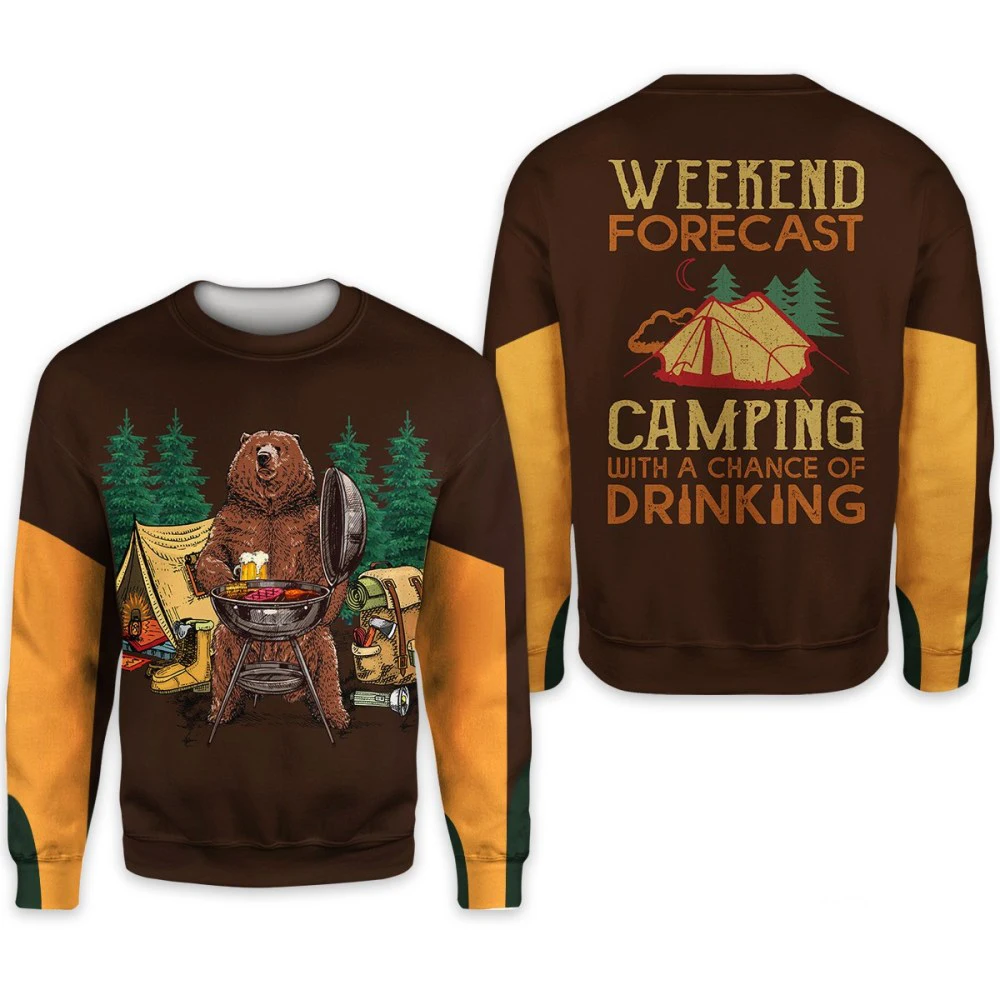 Weekend Forecast Drinking Camping 3D Printed Hoodie/sweatshirt/zipper hoodie New Fashion Men and Women Casual Streetwear Tops