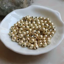 

100pcs/lot 14K Gold Filled Grinding gold beads 3-4-5-6mm round beads DIY accessories scattered beads with beads