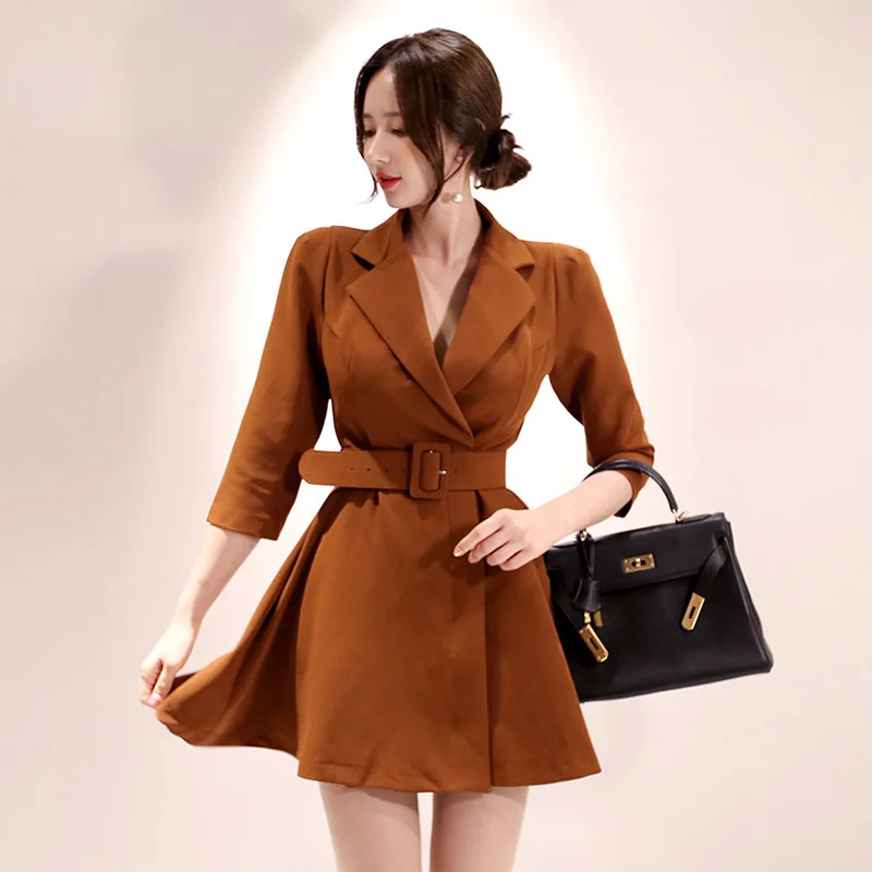 

2019 Autumn And Winter New Style Korean-style Elegant Slim Fit Slimming Business Waist Hugging Dress Women's Fashion