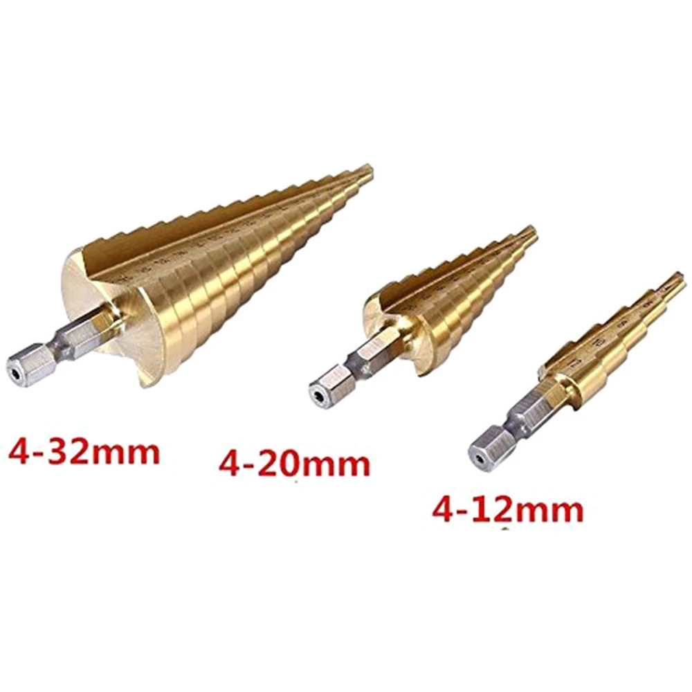 Hss step drill bit cone hole cutter Taper metric 4-32mm Step Cone Cutt Woodworking Wood Metal Drill Bit