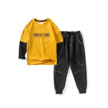 

ZWY436 Soft Cotton Boys Clothes Set Autumn Fashion Baby Clothing Long Sleeve Tops+Pants 2 Pcs Infant Sport Suit 2-10 Years