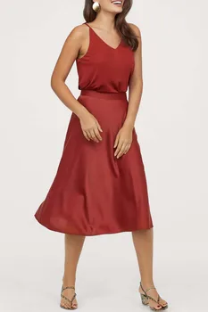 

High Waist Solid Skirt Women Summer Beach High Quality Prom Skirt Spring Chic Loose Stain Long Skirt